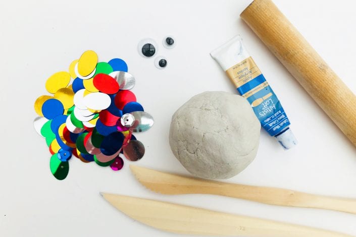 Kids Craft - Rainbow Fish - what you need sequins, putty, spatula, paint, roller