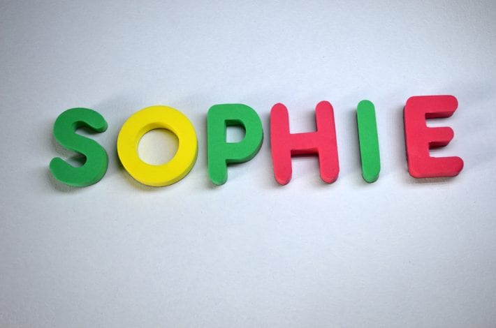 Name sophie spelled out in colourful letters