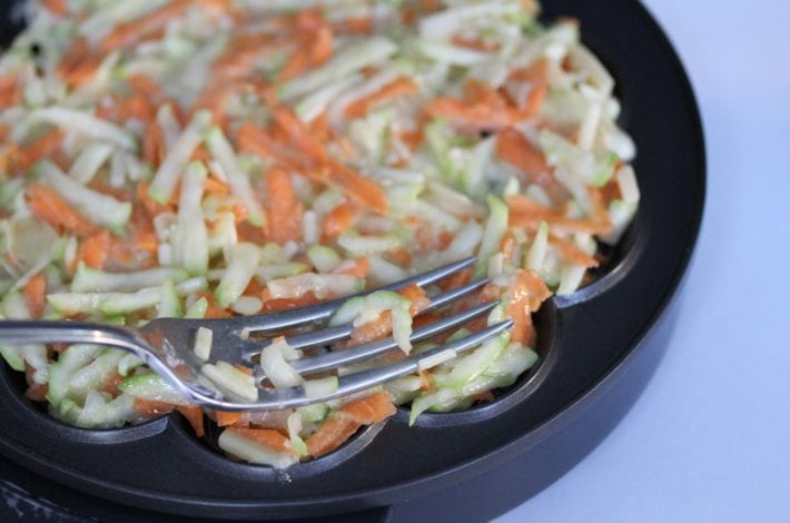 Vegetable waffles carrot and courgette - spread out