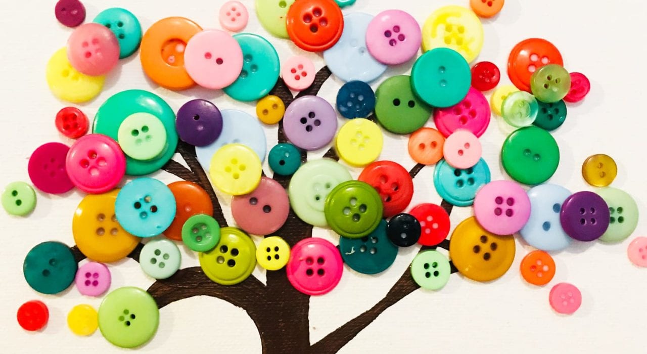 kids crafts button tree finished tree