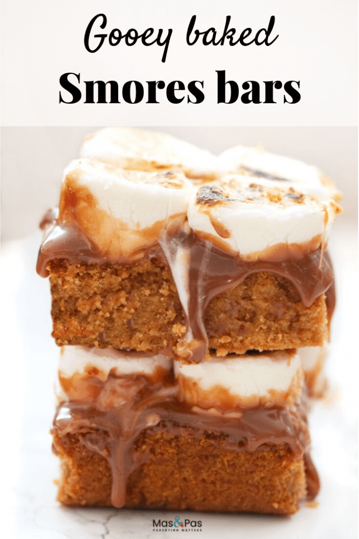 Baked smores bars with an oat base - make these gooey dessert bars for a bonfire night treat
