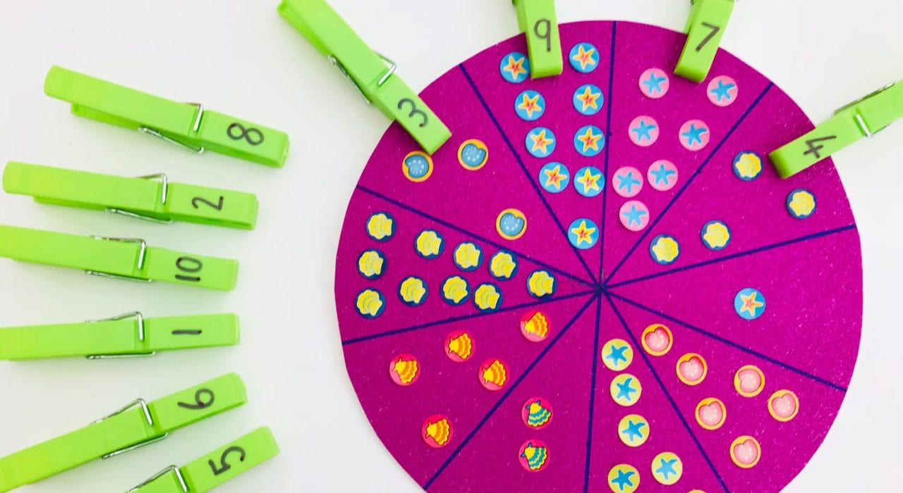 counting wheels - counting wheel with pegs - first numbers - learn numbers
