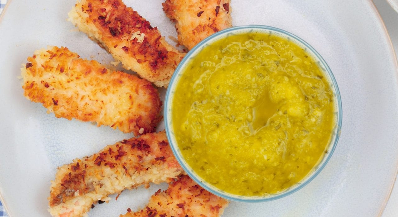 gluten free kids meals - salmon goujons - fish fingers - coconut encrusted salmon goujons