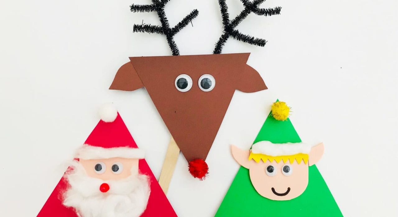 Christmas kids crafts - enjoy this festive craft by making these lolly stick puppets. A fun toddler activityChristmas kids crafts - enjoy this festive craft by making these lolly stick puppets. A fun toddler activity