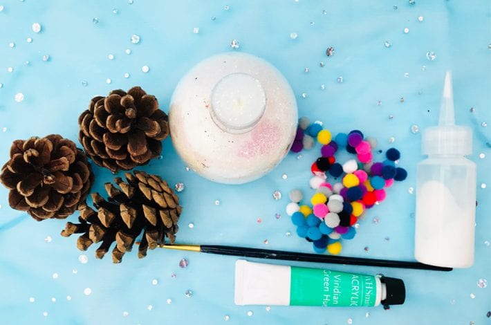 pom pom pine cone craft - enjoy this christmas craft with kids