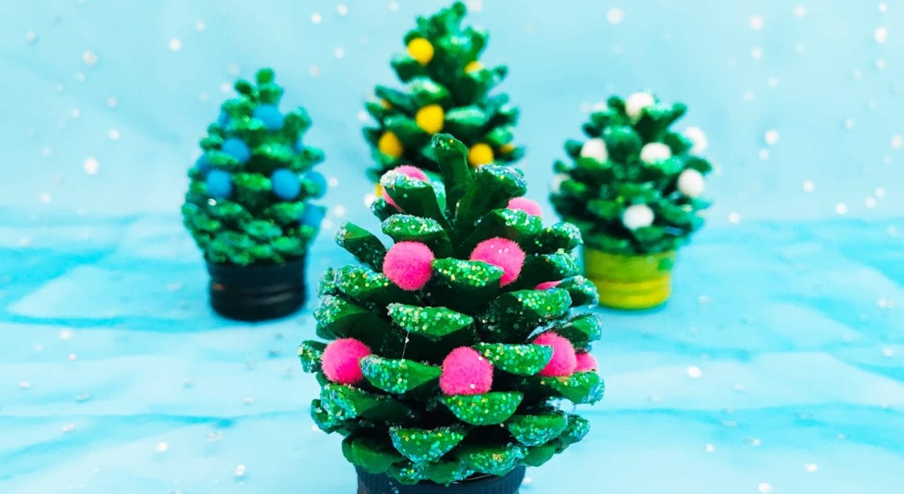 pom pom pine cone craft - enjoy this christmas craft with kids