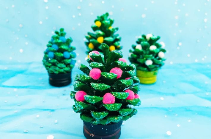 pom pom pine cone craft - enjoy this christmas craft with kids