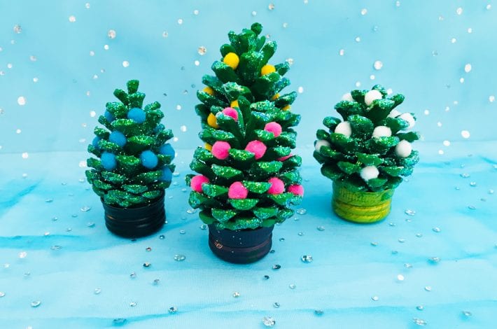 pom pom pine cone craft - enjoy this christmas craft with kids