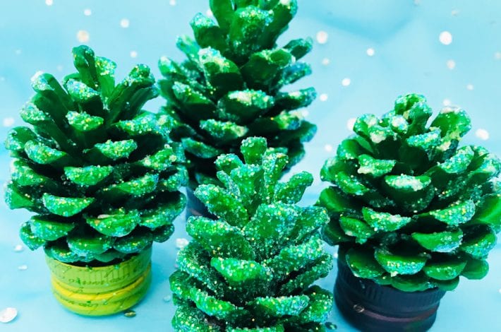 pom pom pine cone craft - enjoy this christmas craft with kids