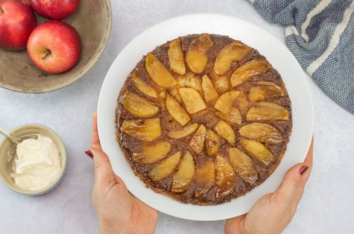 Apple upside down cake - kids will love flipping this apple upside down cake and enjoying this healthy kids treat
