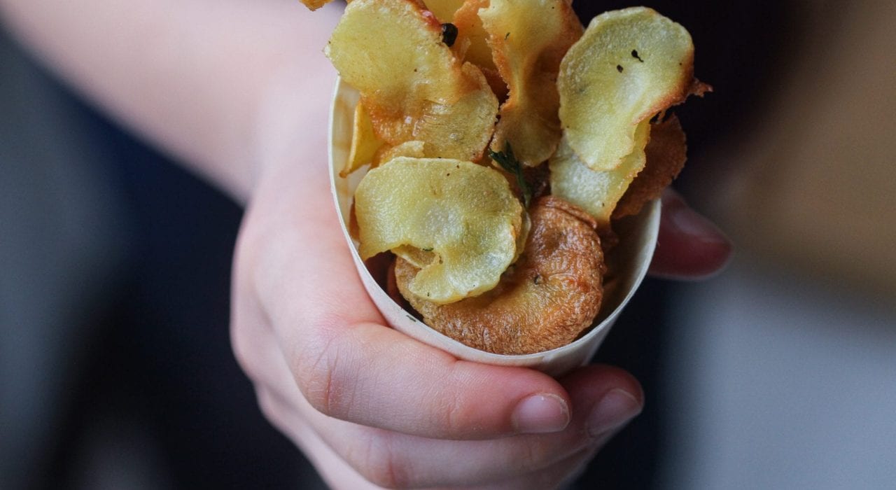 Parsnip chips, parsnip crisps with thyme. Healthy kids snack or side