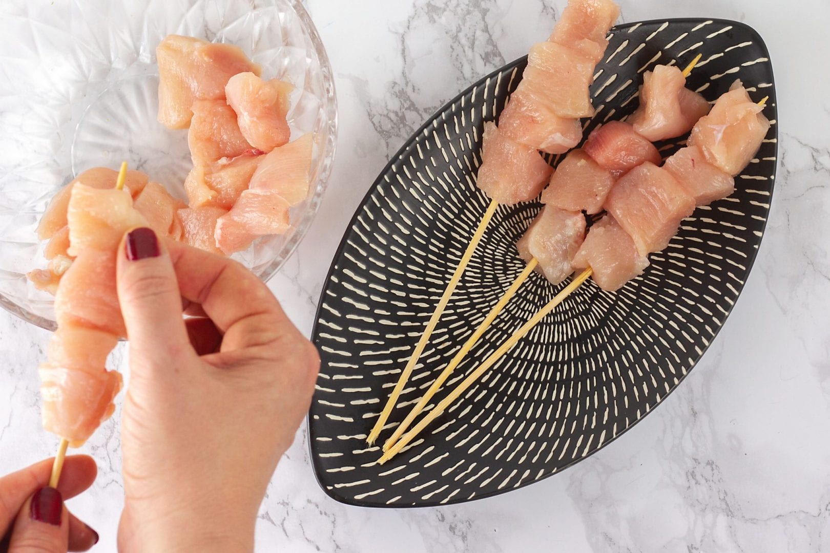 Sticky chicken skewers with honey and lemon
