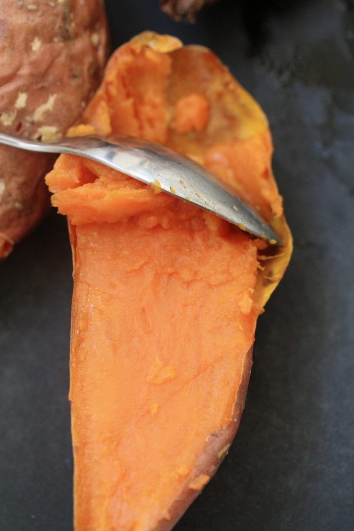 Sweet potato skins - try these loaded sweet potato skins for a healthier sweet potato skin recipe