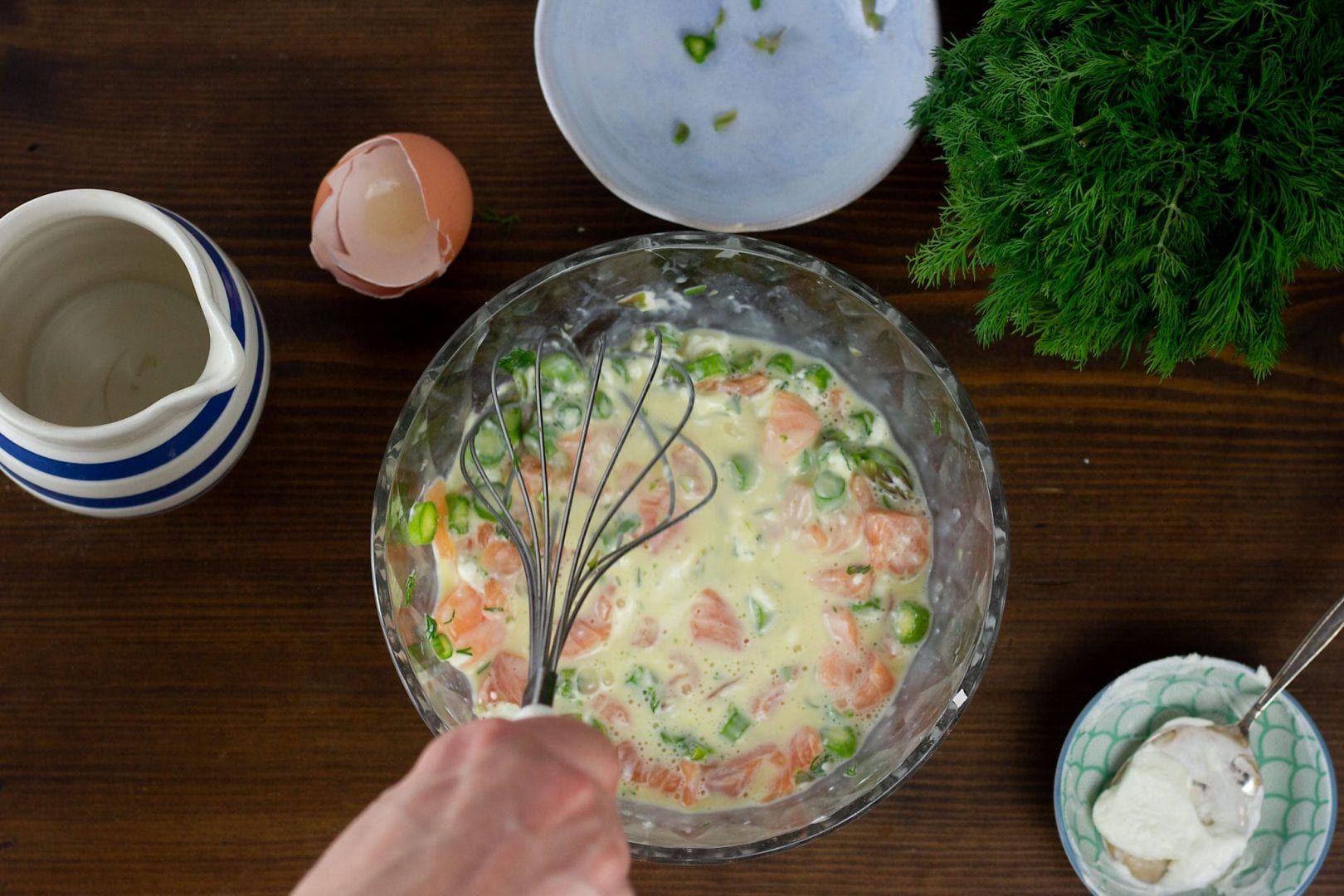 salmon tartlets - make these mini salmon tarts with asparagus dill and parmesan