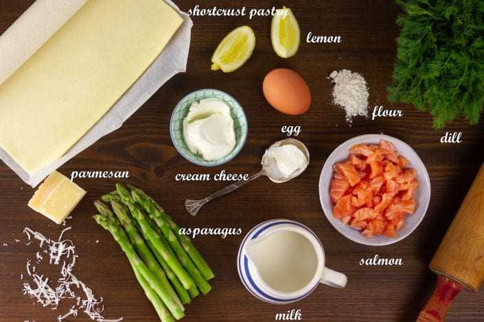 salmon tartlets - make these mini salmon tarts with asparagus dill and parmesan