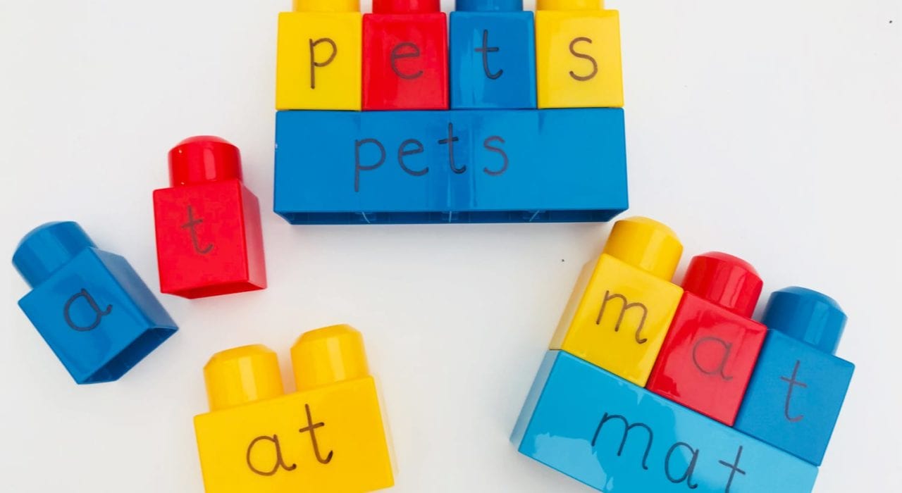 spelling activities - try this word building game with lego bricks