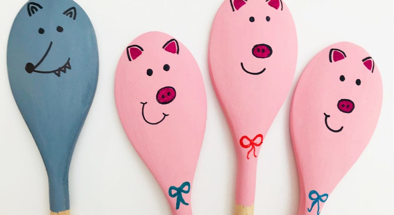 3 little pigs story spoons - story spoon craft
