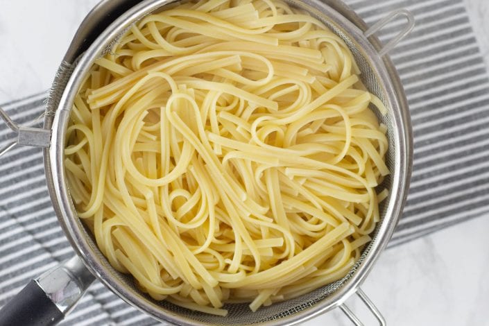 Creamy prawn linguine - enjoy this lighter prawn carbonara recipe for your next family dinner