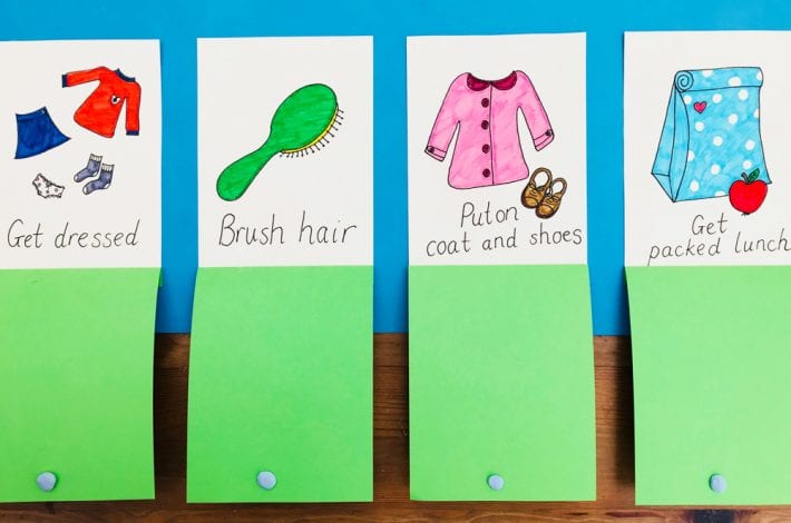 Morning routine board for kids - stay on track in the mornings with this DIY task board