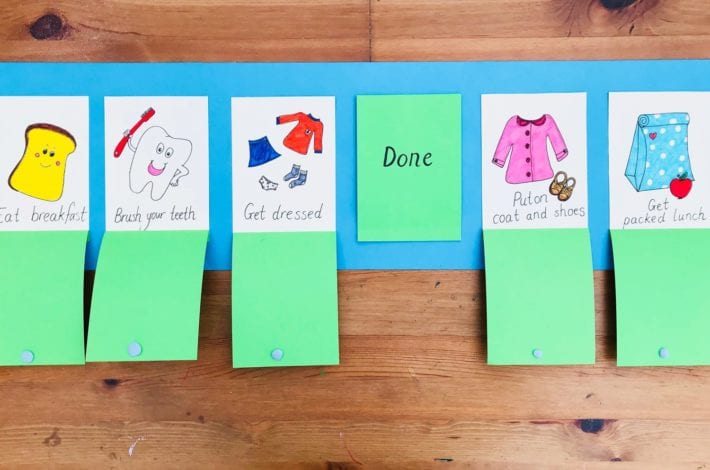 Morning routine board for kids - stay on track in the mornings with this DIY task board