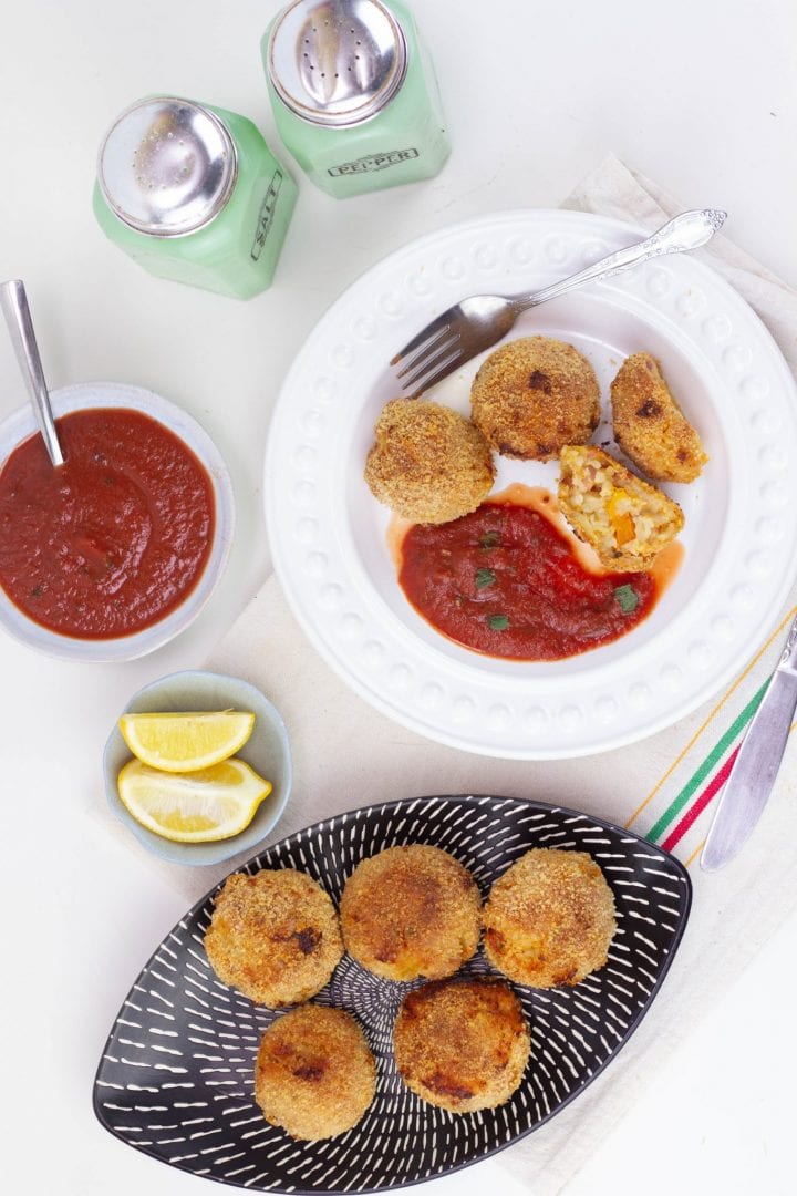 Make these delicious arancini rice balls made with squash and pancetta risotto. Perfect for kids dinners or to use up leftover risotto