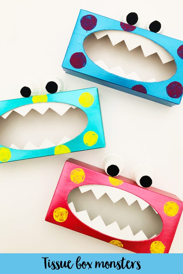 Tissue box monster - have fun making this quick and easy kids craft and turn ordinary tissue boxes into scary monsters!