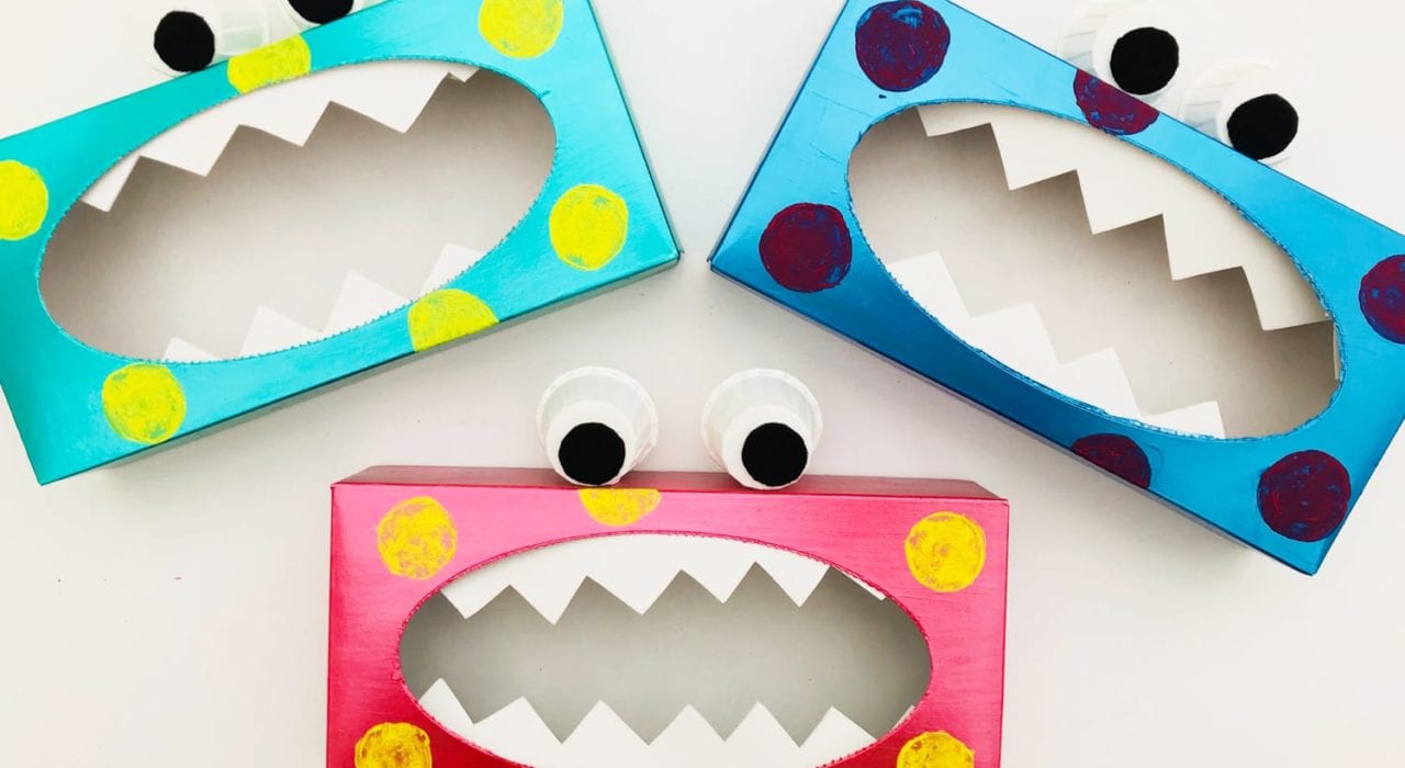 Tissue box monster - have fun making this quick and easy kids craft and turn ordinary tissue boxes into scary monsters!
