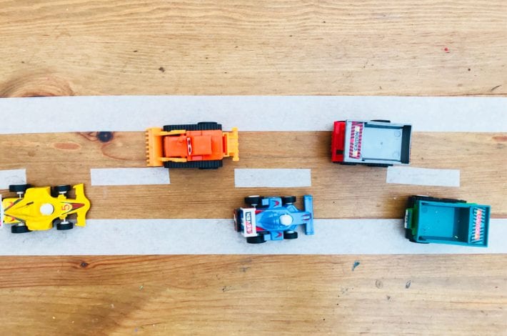 toddler bonding - games for dads and toddlers to play masking tape roads - great for dad and toddler bonding