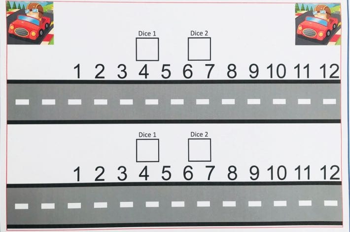 Teach first number bonds. How to make a racing track addition game - early learning maths game to practice adding numbers to 12