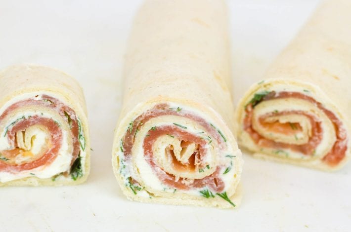 Smoked salmon pinwheels - try these smoked salmon roll ups for quick and easy party food for kids parties