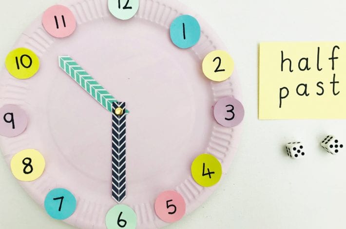 Teaching time to kids - Play this paper plate clock game for learning to tell the time