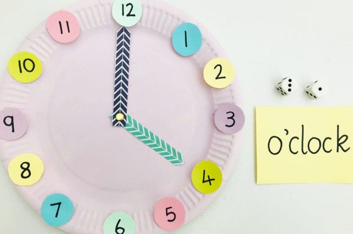 Teaching time to kids - Play this paper plate clock game for learning to tell the time