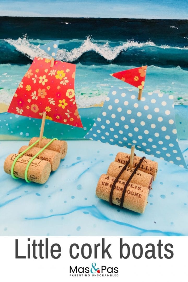 Recycled cork sail boats - make these floating cork boats this year as a great spring or summer craft for kids.