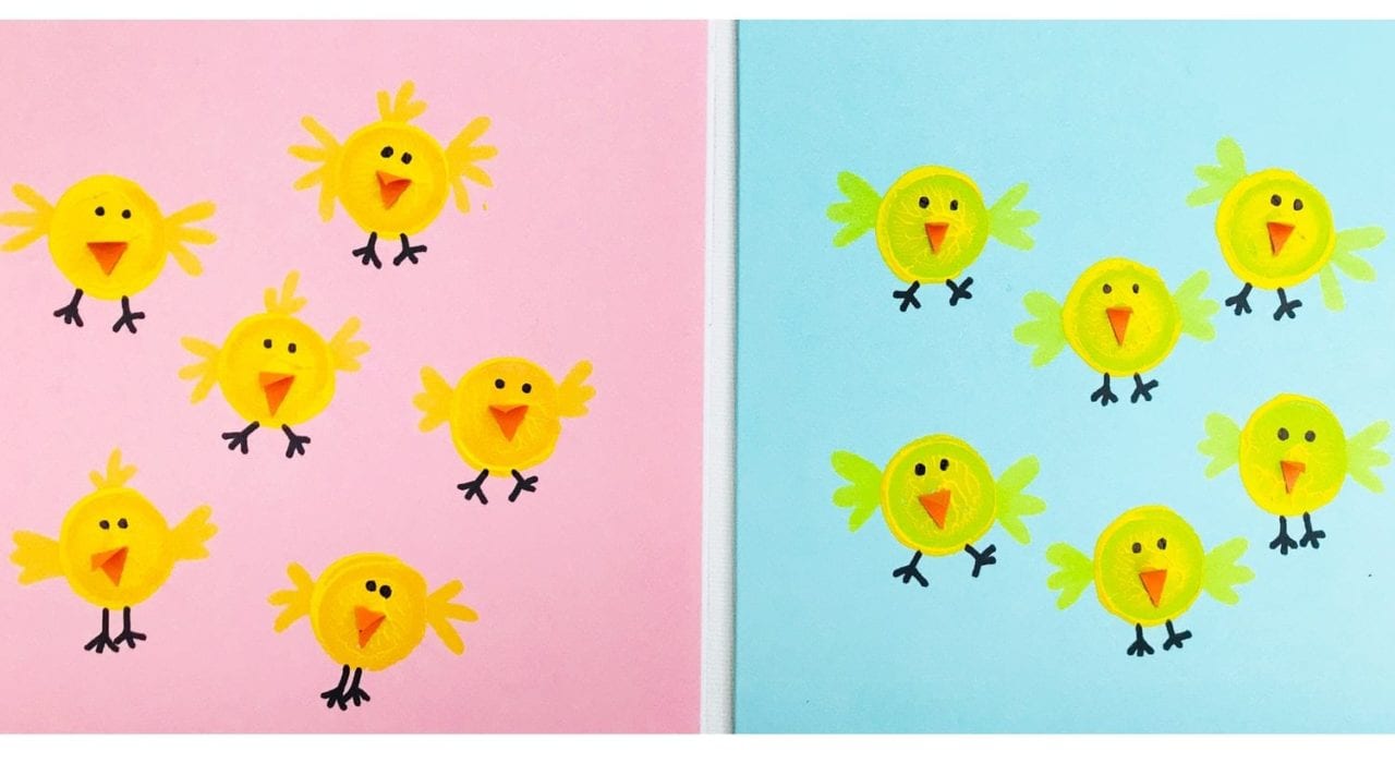 Cork print craft - Easter chick paintings - a perfect Easter craft for kids