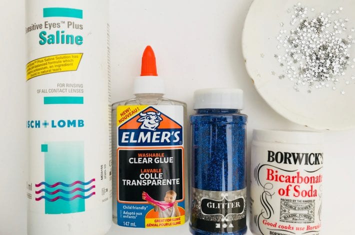 How to make glitter slime - try this easy 4 ingredient slime recipe to make great Frozen theme glitter slime