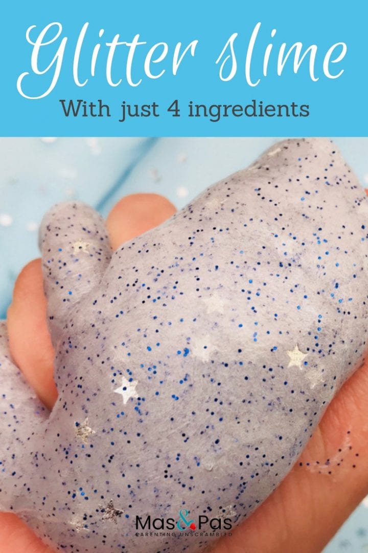 How to make glitter slime - try this easy 4 ingredient slime recipe to make great Frozen theme glitter slime