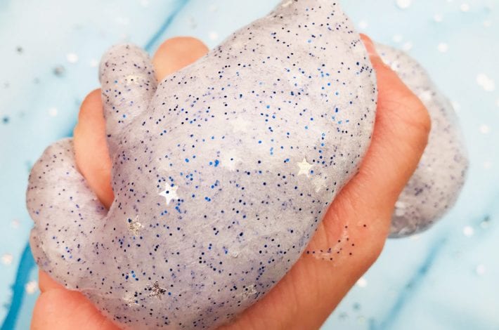 How to make glitter slime - try this easy 4 ingredient slime recipe to make great Frozen theme glitter slime