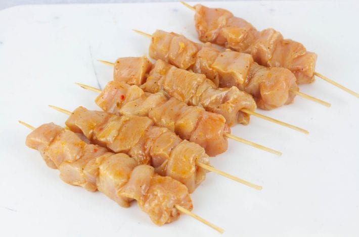 BBQ chicken kebabs in an orange bbq marinade - great for grilling chicken skewers as well as chicken fillets