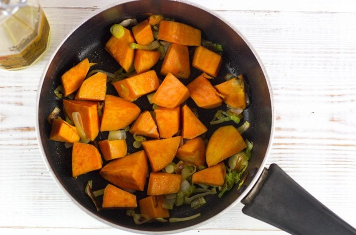 Sweet potato and lentil puree and soup - make this weaning recipe for baby as well as a soup for family dinner