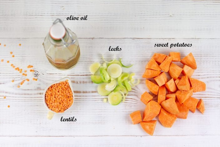 Sweet potato and lentil puree and soup - make this weaning recipe for baby as well as a soup for family dinner