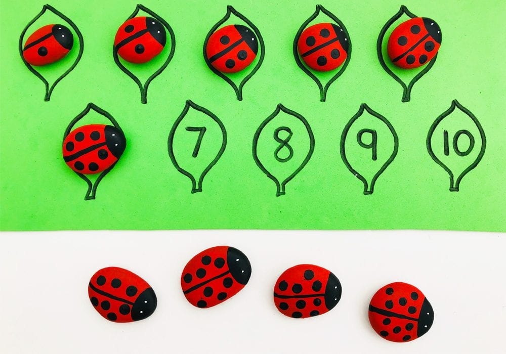 Ladybird counting game for kids - teach numbers to 10 and help toddlers learn to count the spots on ladybird's back