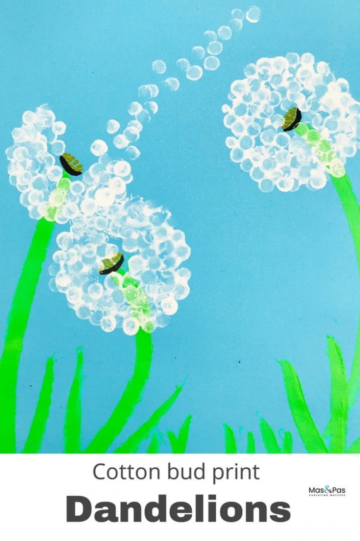 Cotton bud printed dandelions - enjoy this beautiful summer craft for kids and use simple cotton swabs to make this dandelion craft