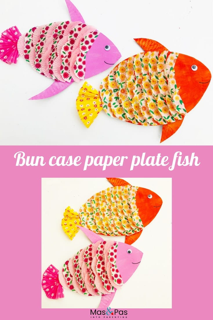 Paper plate fish with bun case scales - an easy craft for kids