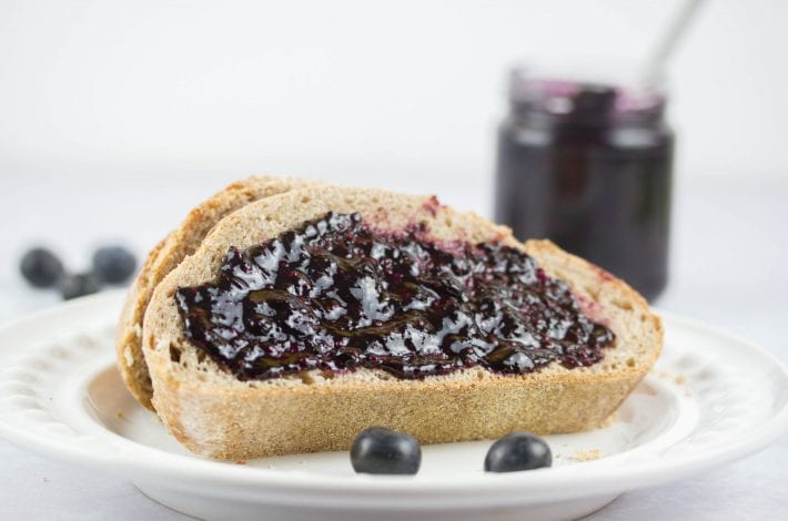 Blueberry jelly - make this homemade basil and blueberry jam as a fresh and healthy breakfast spread