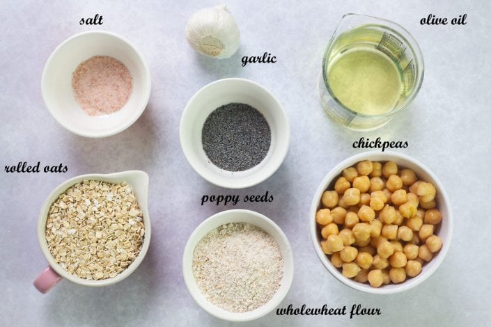 Wholewheat chickpea crackers - wholewheat crackers with oats chick peas and poppy seeds - great for toddler snacks