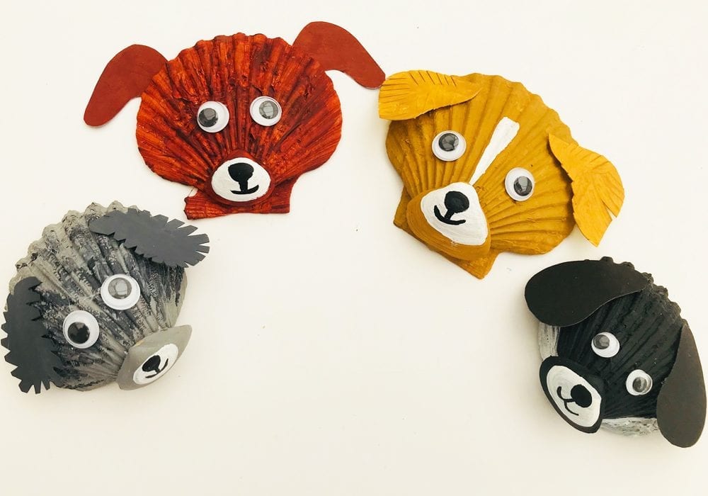 Easy seashell crafts - paint these little seashell pups - a great summer craft for kids