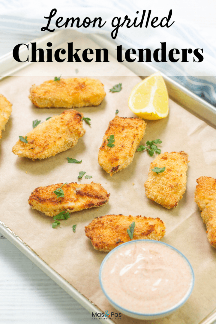 Grilled chicken tenders - tasty chicken tender goujons baked in a breadcrumb mix
