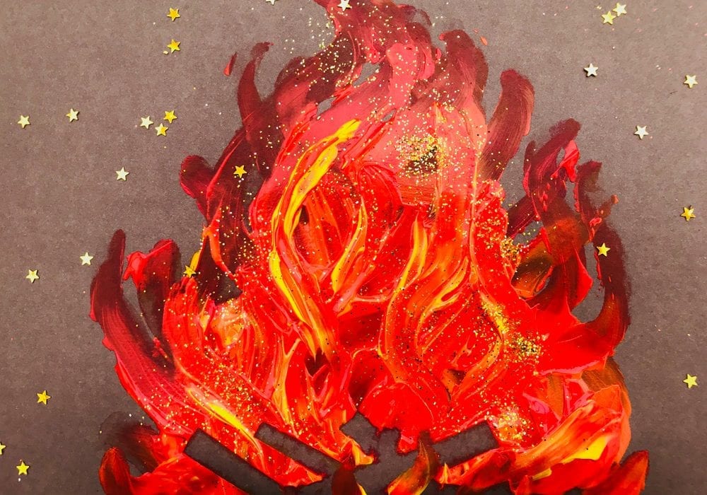 Have fun finger painting with this easy bonfire night craft. Get printing with fingers and paints to make this beautiful kids painting